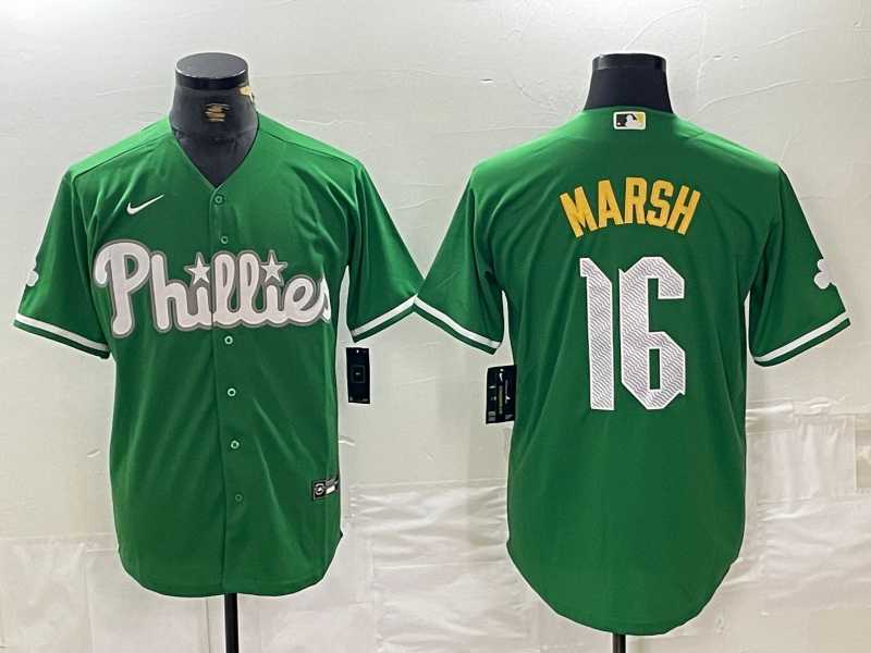 Men%27s Philadelphia Phillies #16 Brandon Marsh Green 2024 City Connect Stitched Jersey